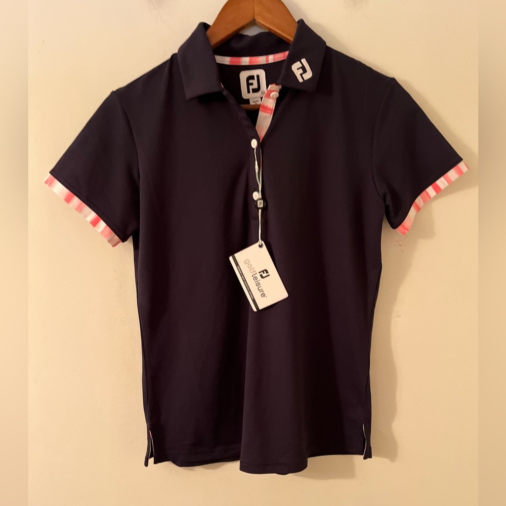 FootJoy Golf Short Sleeve Water Color Trim Blue Shirt size XS NWT